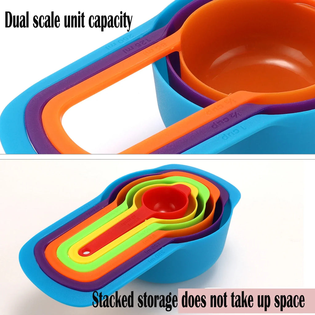 Rainbow Measuring Cups & Spoons Set – Accurate Baking Tools Measuring Cup Set Qme