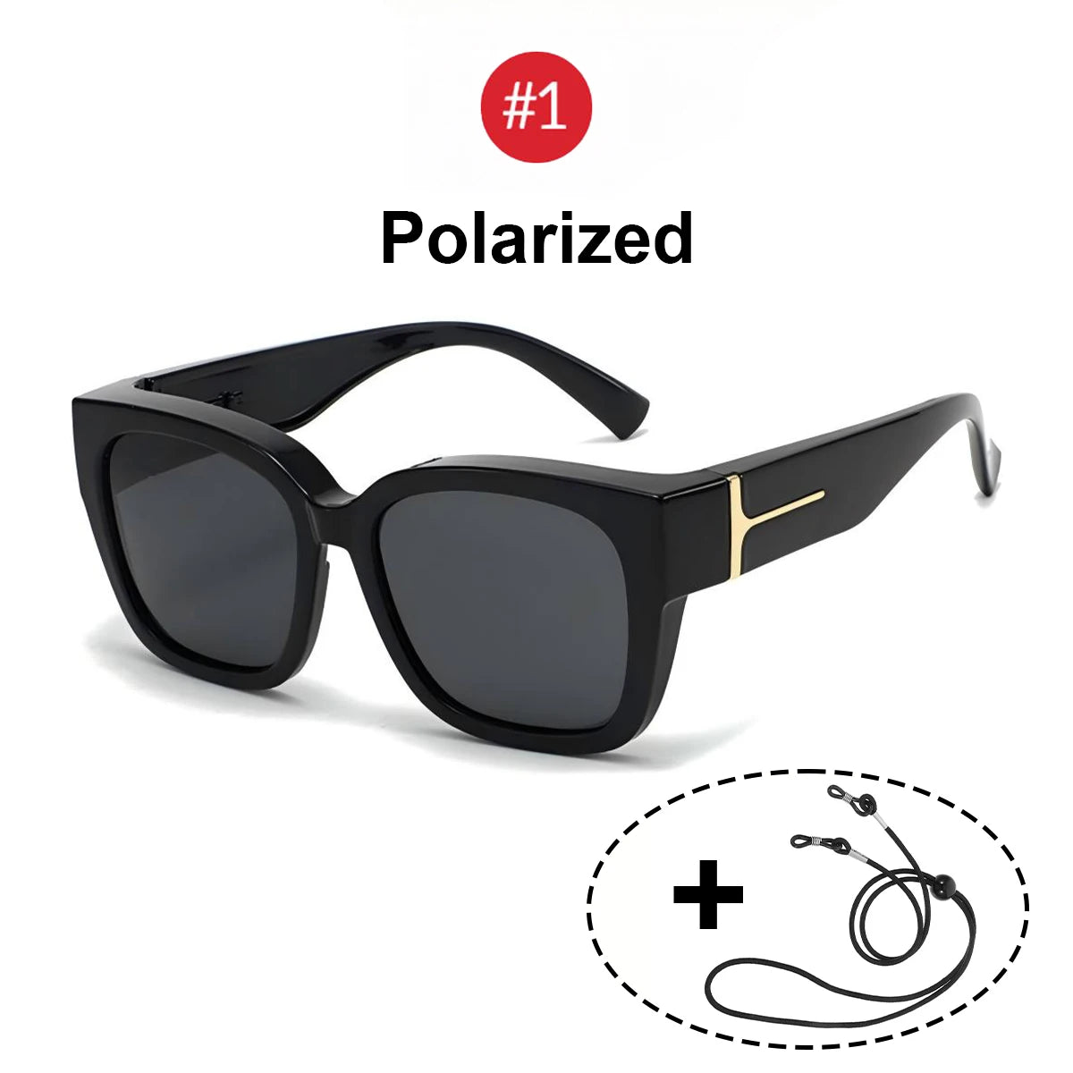 VOPHA Polarized UV400 Fit-Over Sunglasses – Square Unisex Fit-Over Sunglasses Qst Black