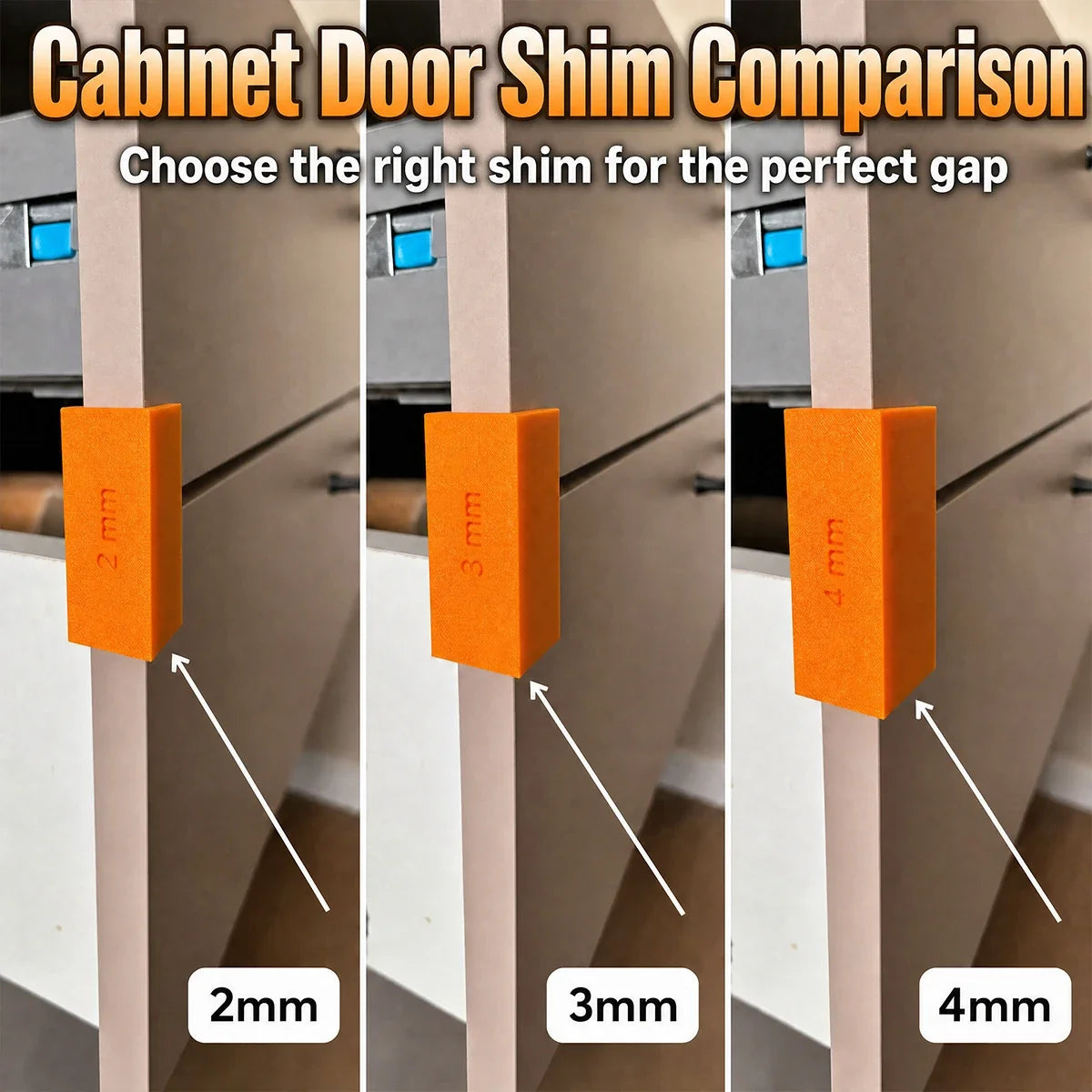 Cabinet Panel Shims & Drawer Spacers | 2mm & 3mm Woodworking Cabinet Shims Qme