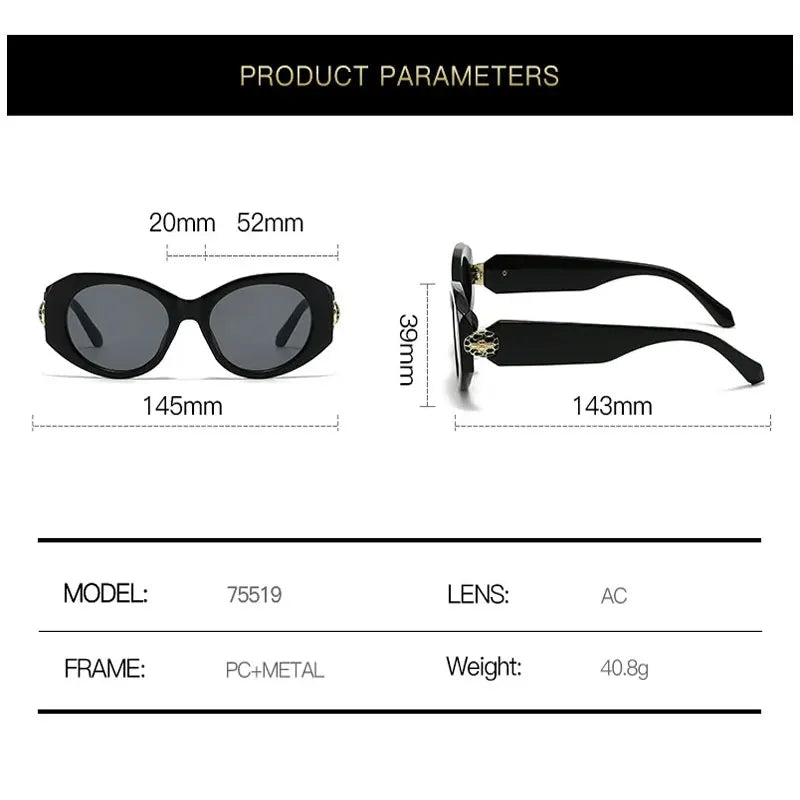 Y2K Cat Eye Sunglasses – Vintage Irregular Designer UV400 Cat Eye Sunglasses Qme