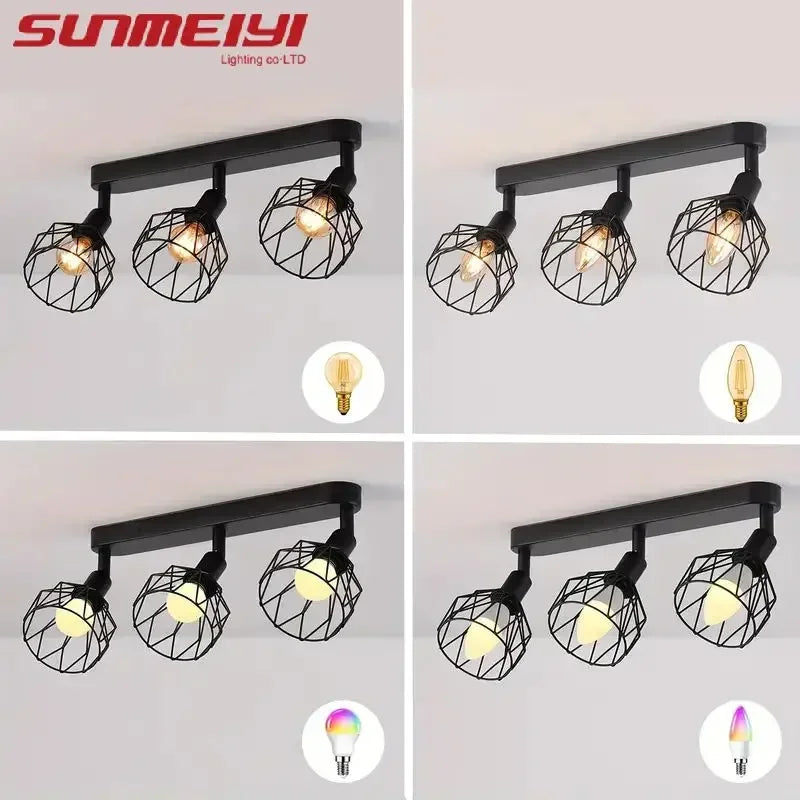 Modern Black Ceiling Lamp – American Industrial Style Ceiling Light Fixture Qme