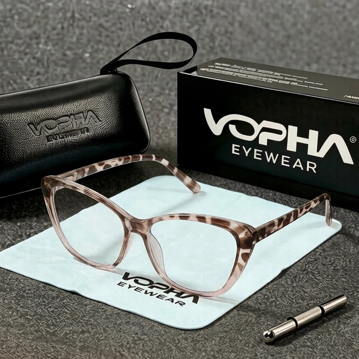 VOPHA Cat-Eye Reading Glasses Anti-Blue Light +1.0–+3.0 Reading Glasses Qst 2.5 Black