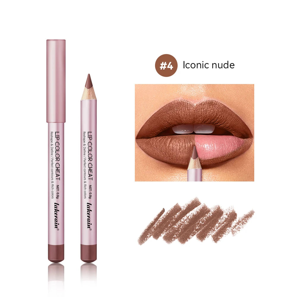 Lakerain 4-Color Waterproof Matte Lipliner Pencil – Long-Lasting Lip Liner Pencil Qst 04
