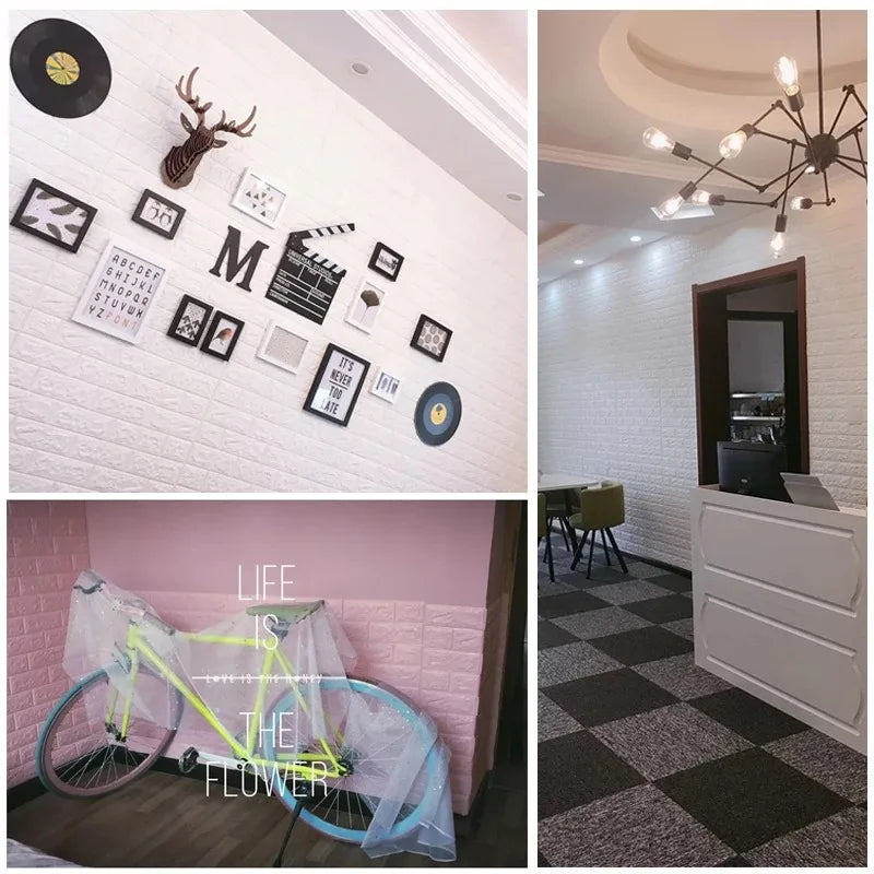 Vintage 3D Brick Self-Adhesive Wall Sticker 77x70cm Wall Sticker Panel Qme