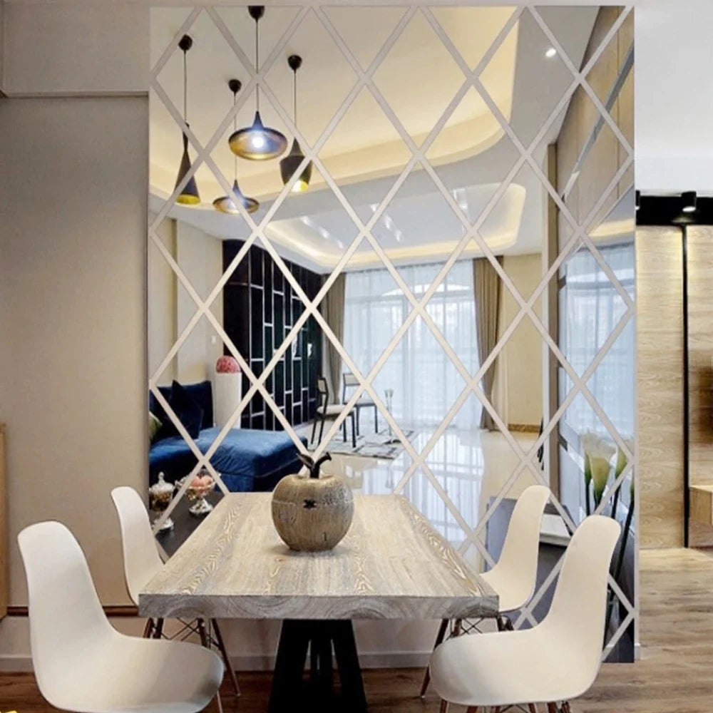 Self-Adhesive Acrylic Mirror Wall Stickers 50x50cm DIY Decal Mirror Wall Sticker Qme