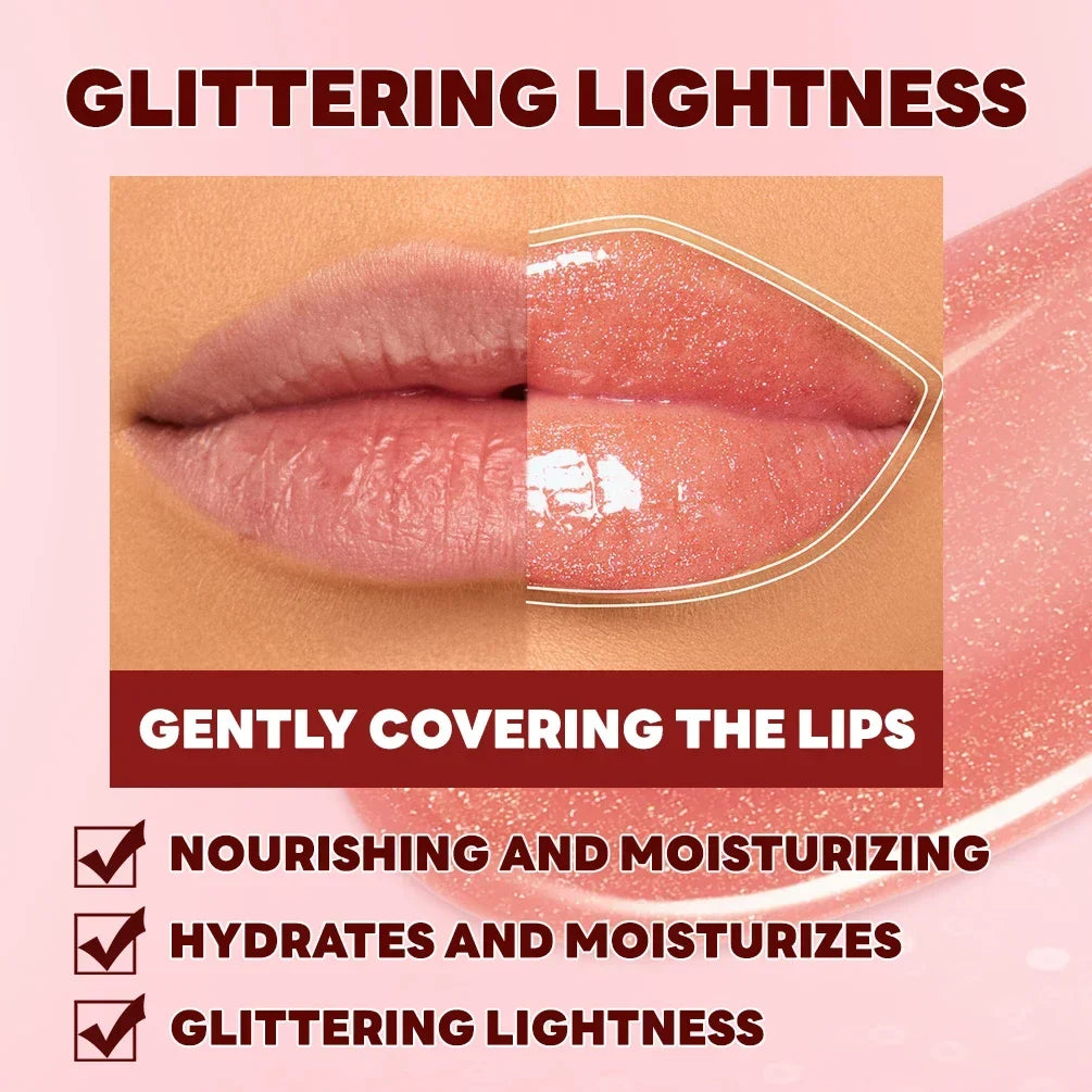 Qibest 8-Color Diamond Shimmer Glitter Lip Gloss | Moisturizing Glitter Lip Gloss Qme
