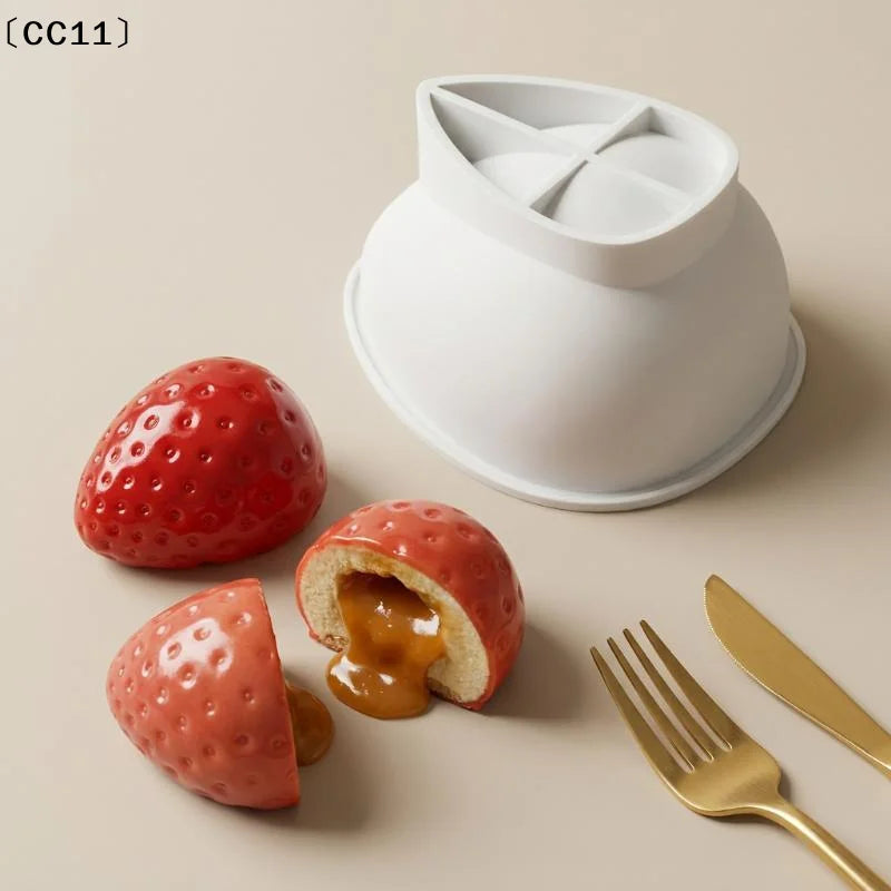 3D Strawberry Silicone Mold – Candy, Ice Cube, Cake & Soap Silicone Baking Mold Qme