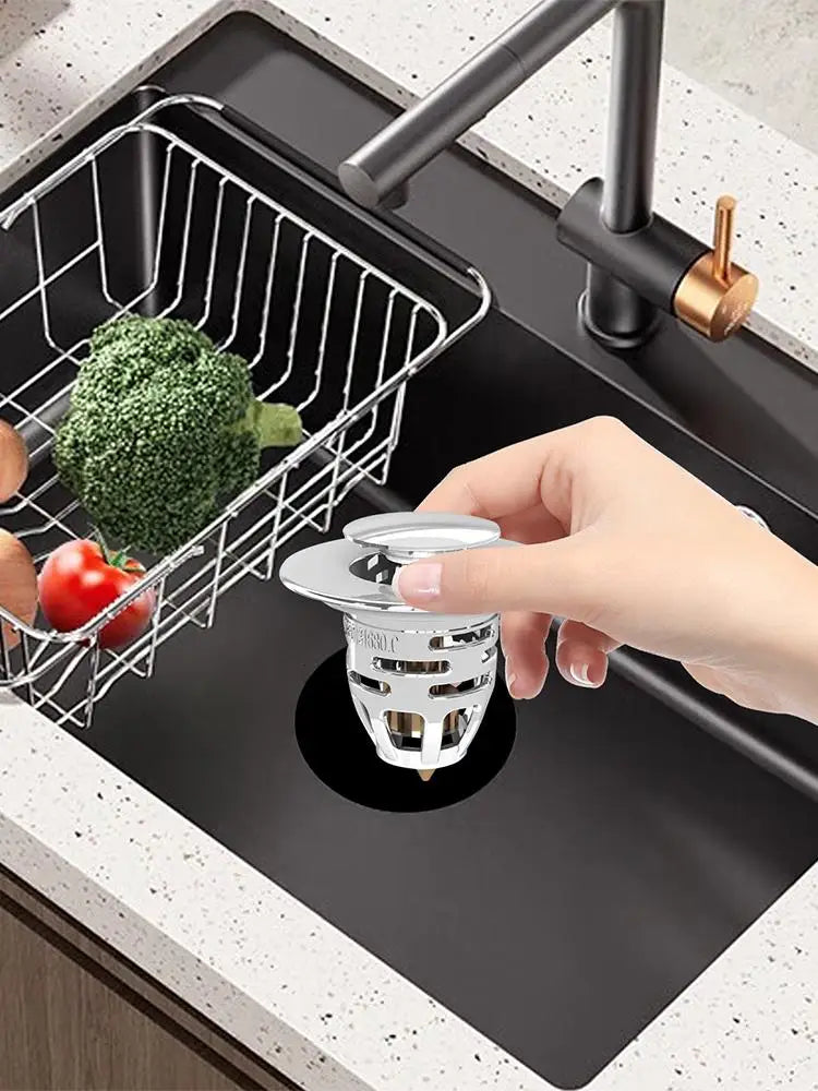 Pop-Up Sink Drain Stopper & Strainer – Basin & Kitchen Sink Drain Stopper Qme