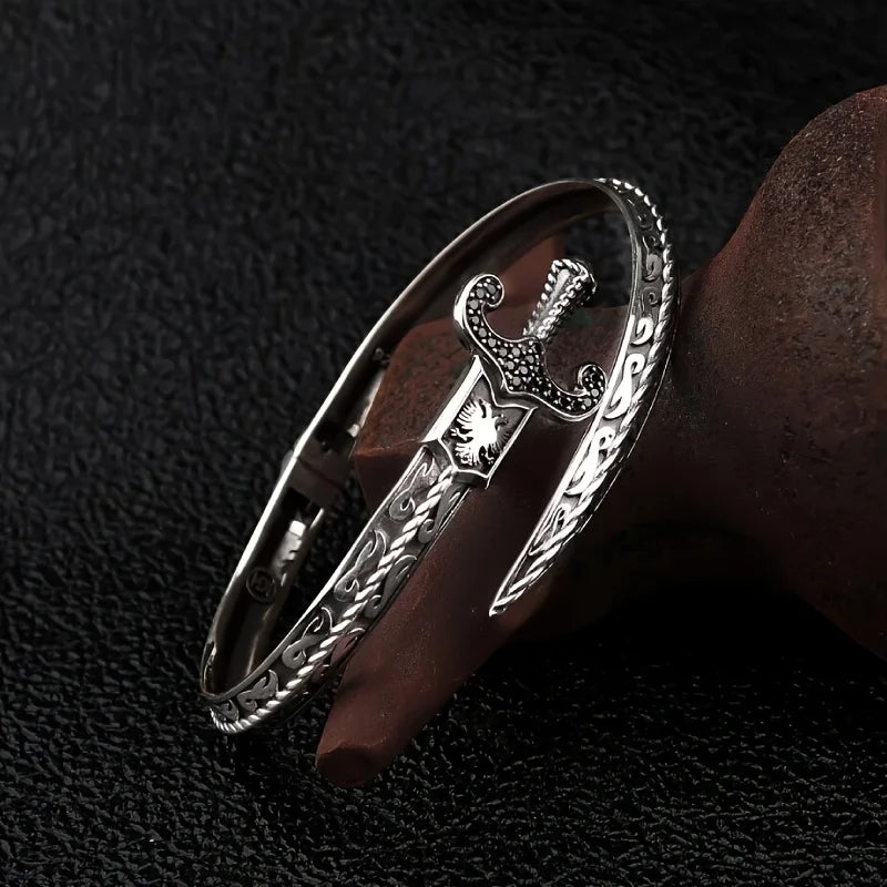 Snake Sword Vintage Engraved Open-Ended Alloy Cuff Bracelet Engraved Cuff Bracelet Qme