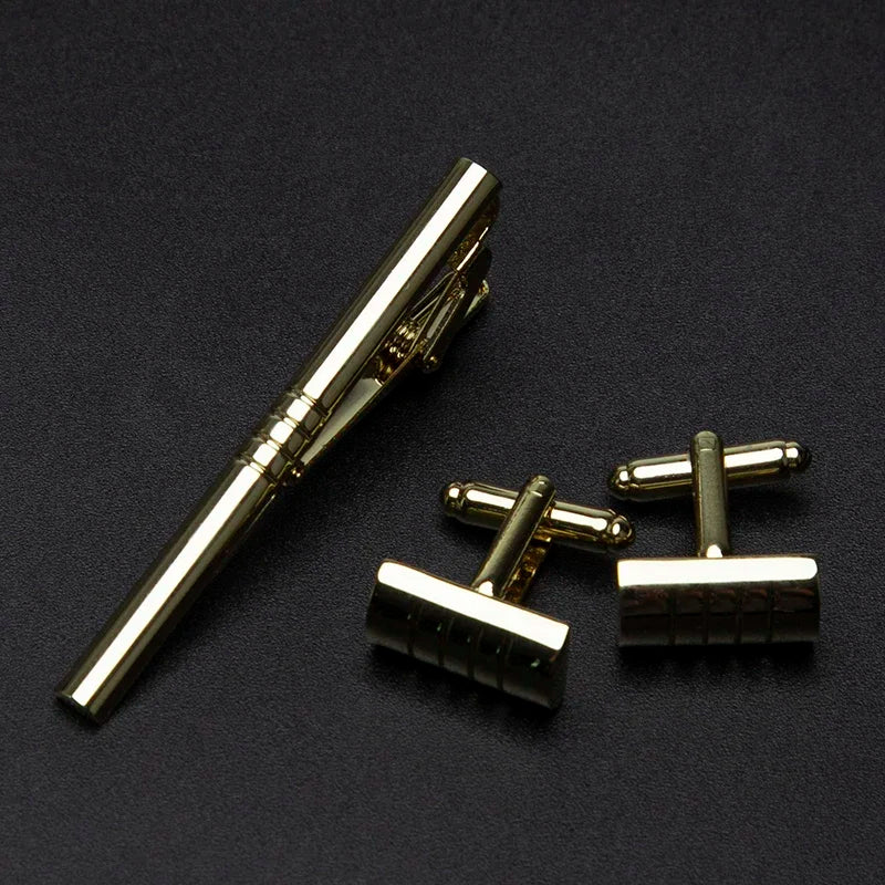 Men's Metal Tie Clip & Cufflinks Set – Classic Formal Accessories Tie Clip Cufflinks Set Qme