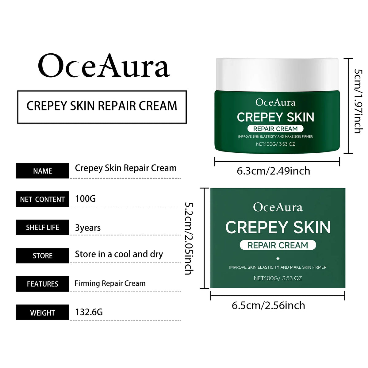 Oceaura Crepey Skin Repair Cream | Deep Nourishing Anti-Aging Anti-Aging Skin Cream Qme