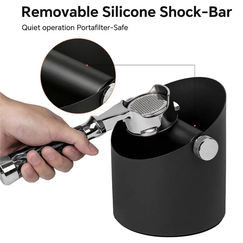 Steel Espresso Knock Box – 15-Puck Capacity, 54/58mm Fit Espresso Knock Box Qst