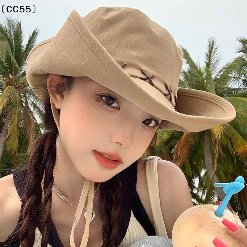 Wide Brim Western Cowboy Hat – Outdoor Sun Hat Women Men Wide Brim Hat Qst
