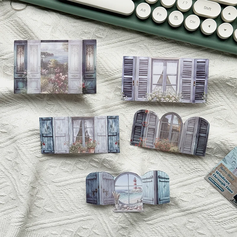 Vintage Window & Door Scrapbook Stickers – 10pcs Per Pack Decorative Craft Stickers Qme A