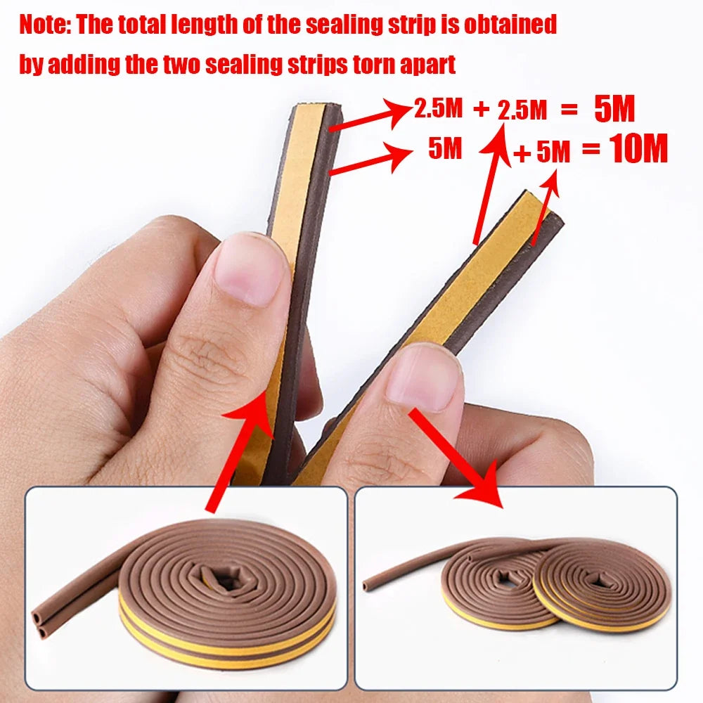 EPDM Self-Adhesive Door & Window Seal Strip 5M/10M Weatherstrip Seal Strip Qme