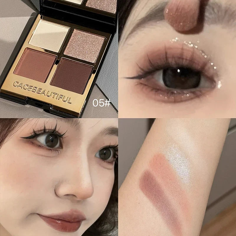 CACE 4-Color Eyeshadow Palette – Matte, Shimmer & Glitter Eyeshadow Palette Qme 05