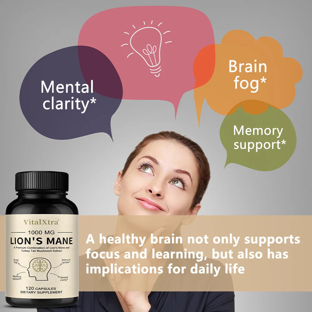 Organic Lion's Mane Mushroom Capsules – Focus & Brain Support Mushroom Supplement Qst