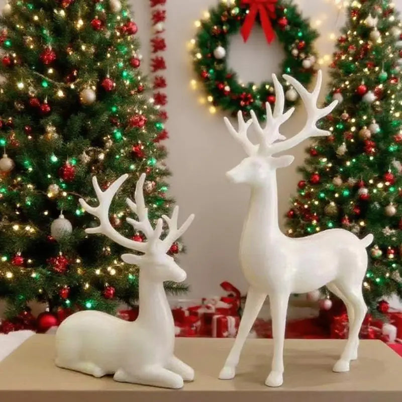 Rustic Christmas Reindeer Table Ornament | Indoor Xmas Decor Christmas Figurine Qme