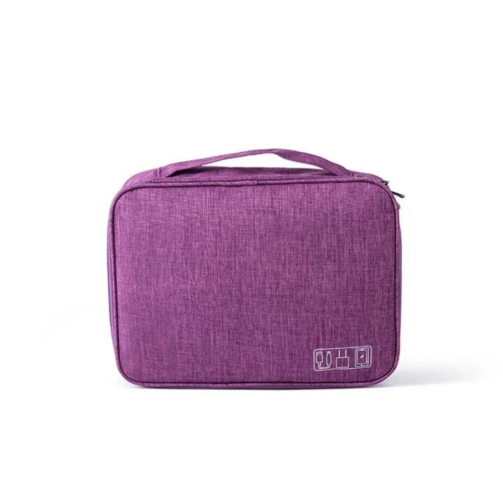 Waterproof Travel Cable Organizer Bag | Oxford Storage Case Cable Organizer Bag Qme Three layer Purple