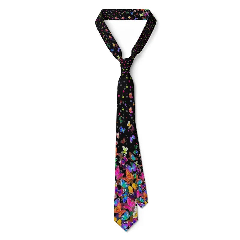 Men's 3D Butterfly Print Necktie | Casual & Formal Fashion Tie Novelty Necktie Qme