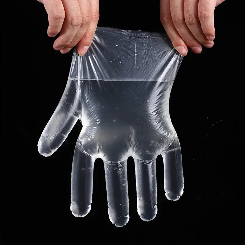 Transparent Disposable PE Gloves – Waterproof Kitchen & BBQ Disposable Kitchen Gloves Qme
