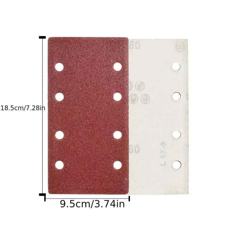 8-Hole Self-Adhesive Flocked Sandpaper Sheets – Assorted Grits Sanding Sheets Qme