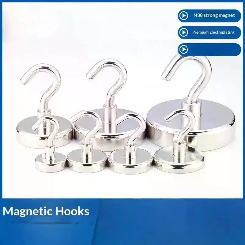 No-Drill Magnetic Hooks | N38 Electroplated Stainless Steel Magnetic Hooks Qme