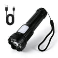 BORUiT 500LM USB Rechargeable Flashlight with Side Light Rechargeable Flashlight Qst Black