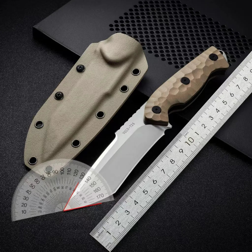TRSKT VG10 Fixed Blade Hunting Knife – 8mm Thick G10 Handle Fixed Blade Knife Qst