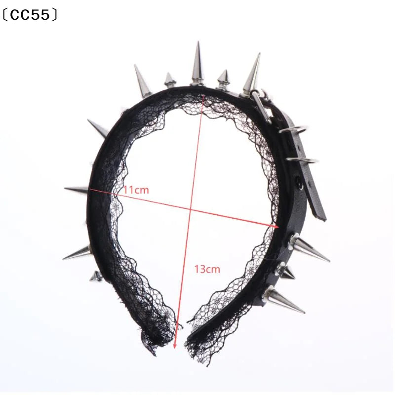 Gothic Punk Lace Rivet Headband – Cosplay Hair Accessory Lace Rivet Headband Qst