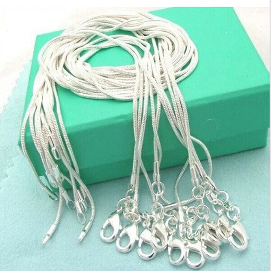 925 Sterling Silver Snake Chain Necklace Women – 1mm, 16–24" Sterling Silver Necklace Qme