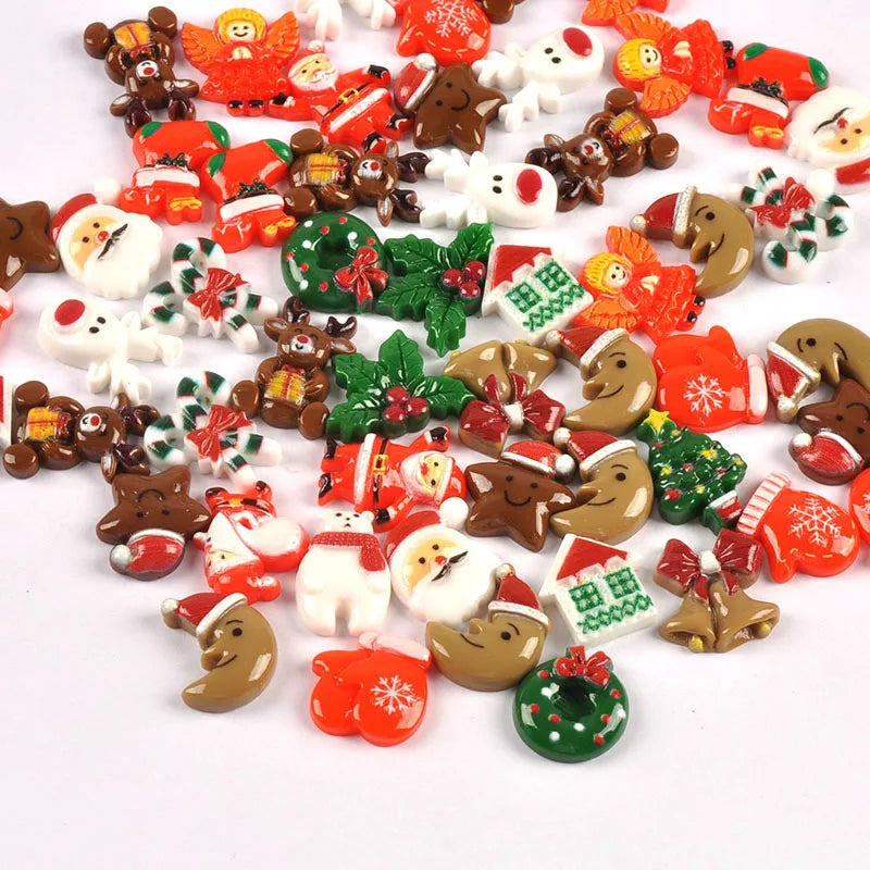 Christmas Resin Flatback Embellishments – Wreath Elk & Sock Resin Craft Embellishments Qme