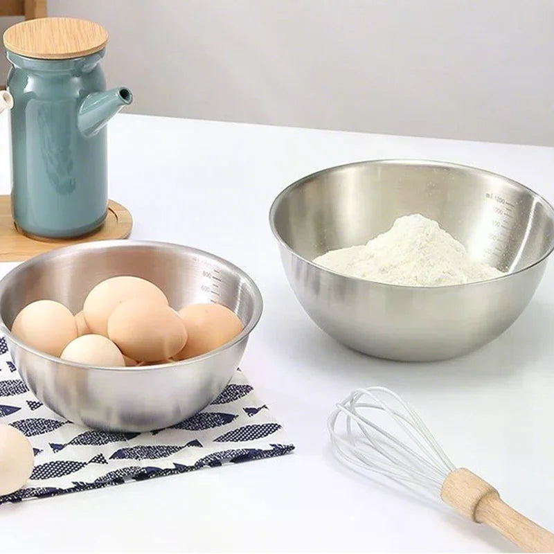 Stainless Steel Mixing Bowl with Scale – Large Capacity Stainless Mixing Bowl Qme