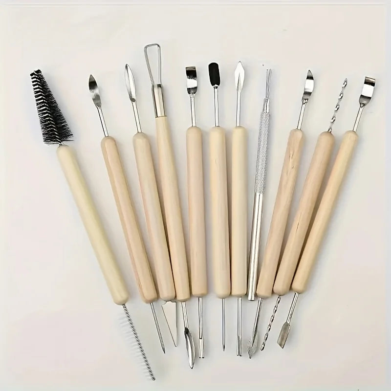 11-Piece Clay Tool Set – Polymer & Cold Porcelain Molding Kit Clay Sculpting Tools Qme