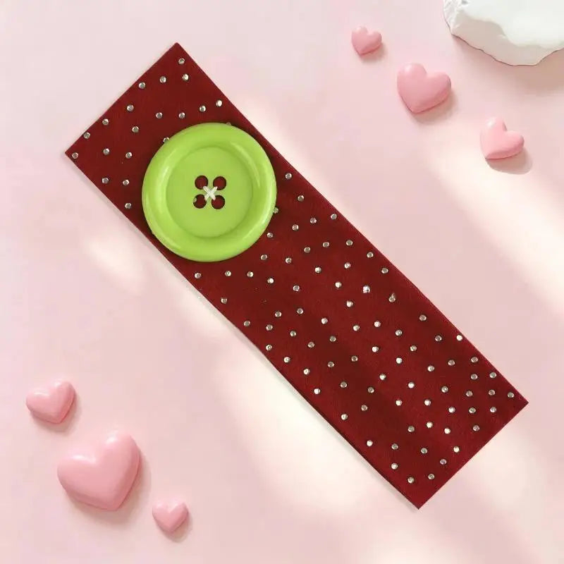 Y2K Rhinestone Button Headband – Polka Dot Sport & Style Fashion Headband Qst C