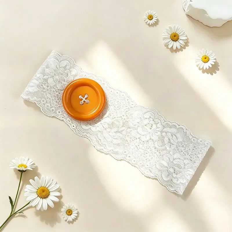 Y2K Oversized Button Lace Headband – Women's Trendy Style Lace Headband Qst A5