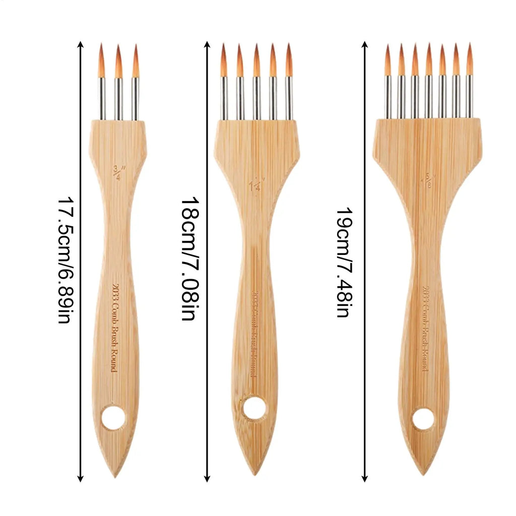 3-Piece Texture Paintbrush Set – Nylon & Wool for Acrylic & Watercolor Artist Paintbrush Set Qme