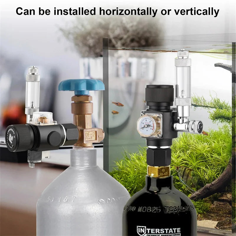 Fzone Mini Dual Stage CO2 Regulator Aquarium Solenoid Valve CO2 Aquarium Regulator Qme