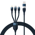 Baseus 3-in-1 USB-C Cable 100W for iPhone Samsung MacBook USB Charging Cable Qst Blue 1.2m