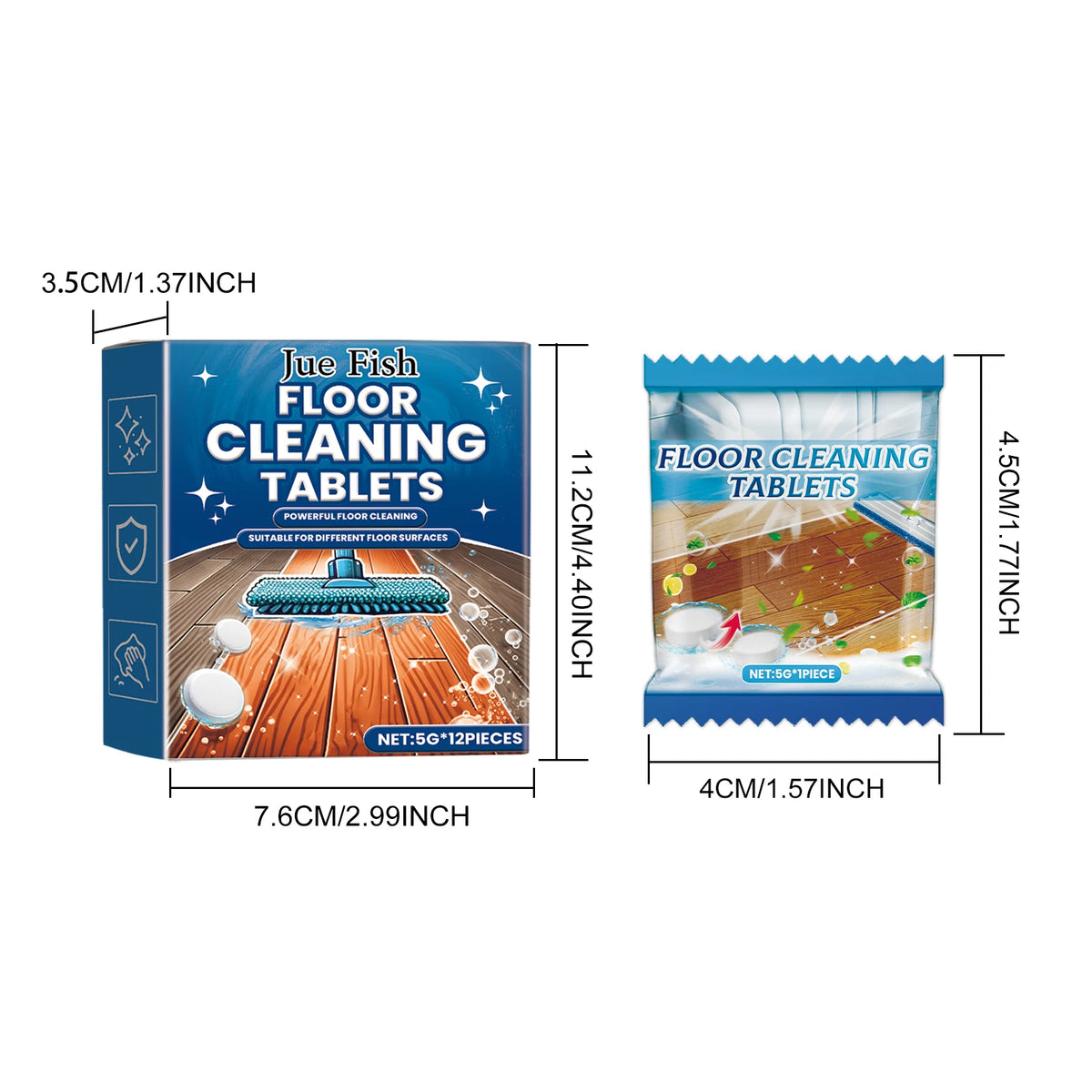 12-Pack Floor Cleaning Tablets – Stain Removal & Gloss Restore Floor Cleaner Tablets Qst