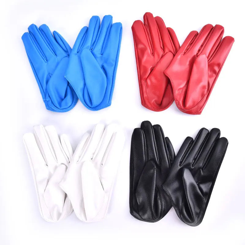 Women's Half Palm PU Leather Gloves – Dance & Party Fashion Dance Gloves Qst