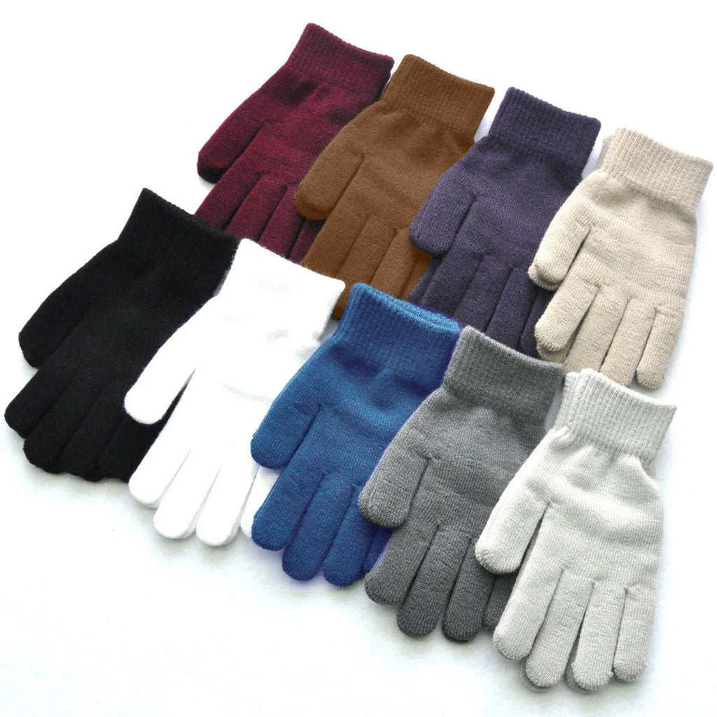 Adult Solid Knitted Gloves – Outdoor Sports & Riding Warmth Knitted Winter Gloves Qme