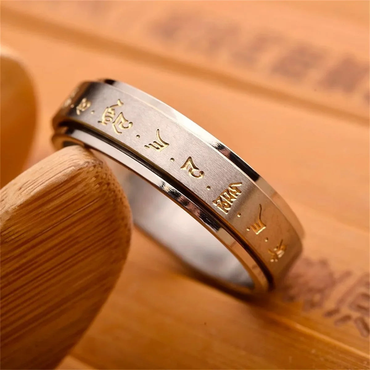 Men's Buddha Spinning Mantra Ring | Titanium Steel Lucky Charm Spinning Mantra Ring Qme