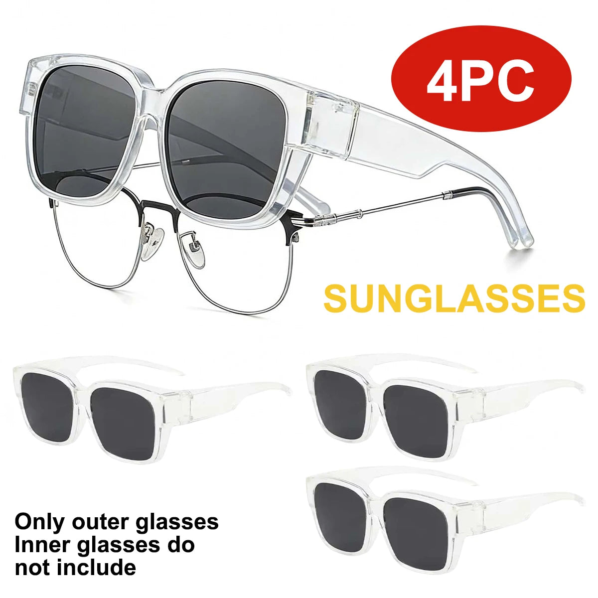 VOPHA Fit-Over Oversized Sunglasses UV400 Anti-Glare | T02 Fit-Over Sunglasses Qst Transparent