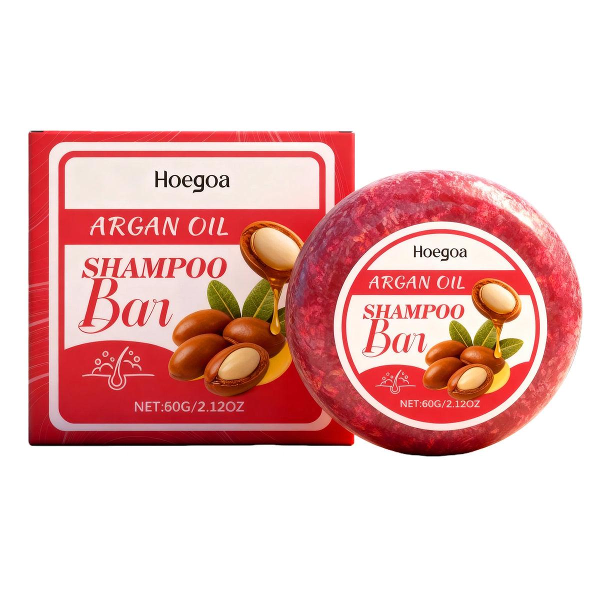 HOEGOA 60g Argan Oil Shampoo Bar – Moisturizing Oil Control Solid Shampoo Bar Qst 60g