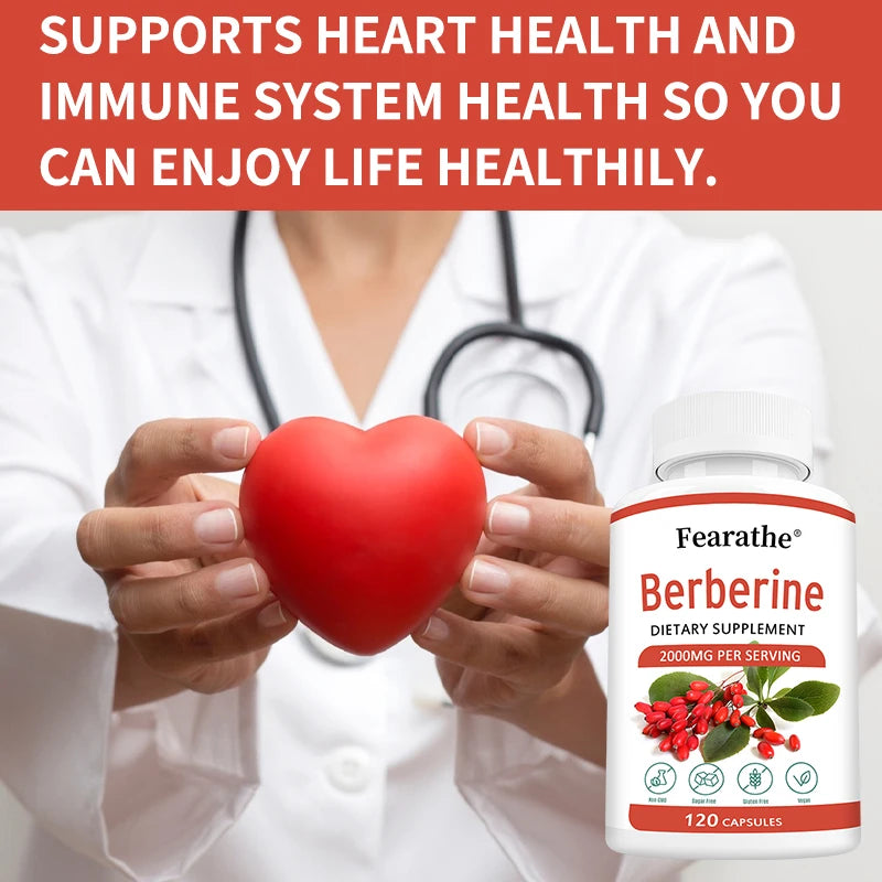 Berberine Capsules 2000mg – Non-GMO Digestive & Heart Support Herbal Supplement Qst