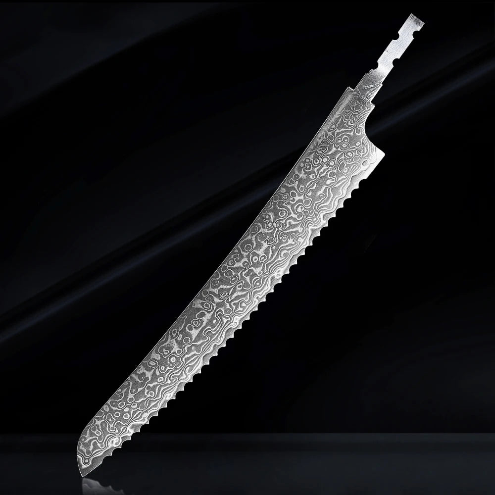 TURWHO Damascus Blank Blade Chef Knife Set – AUS-10, 67 Layer DIY Blank Knife Blade Qst Bread knife