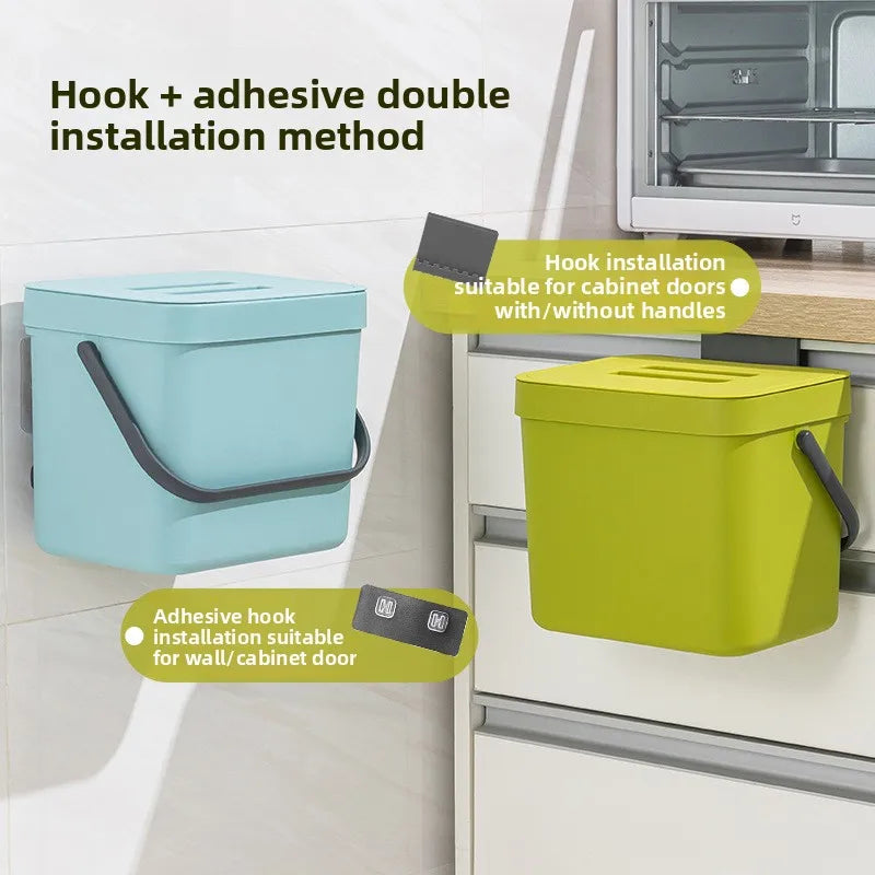Under Cabinet Hanging Trash Can with Lid – Large Capacity Hanging Trash Can Qme