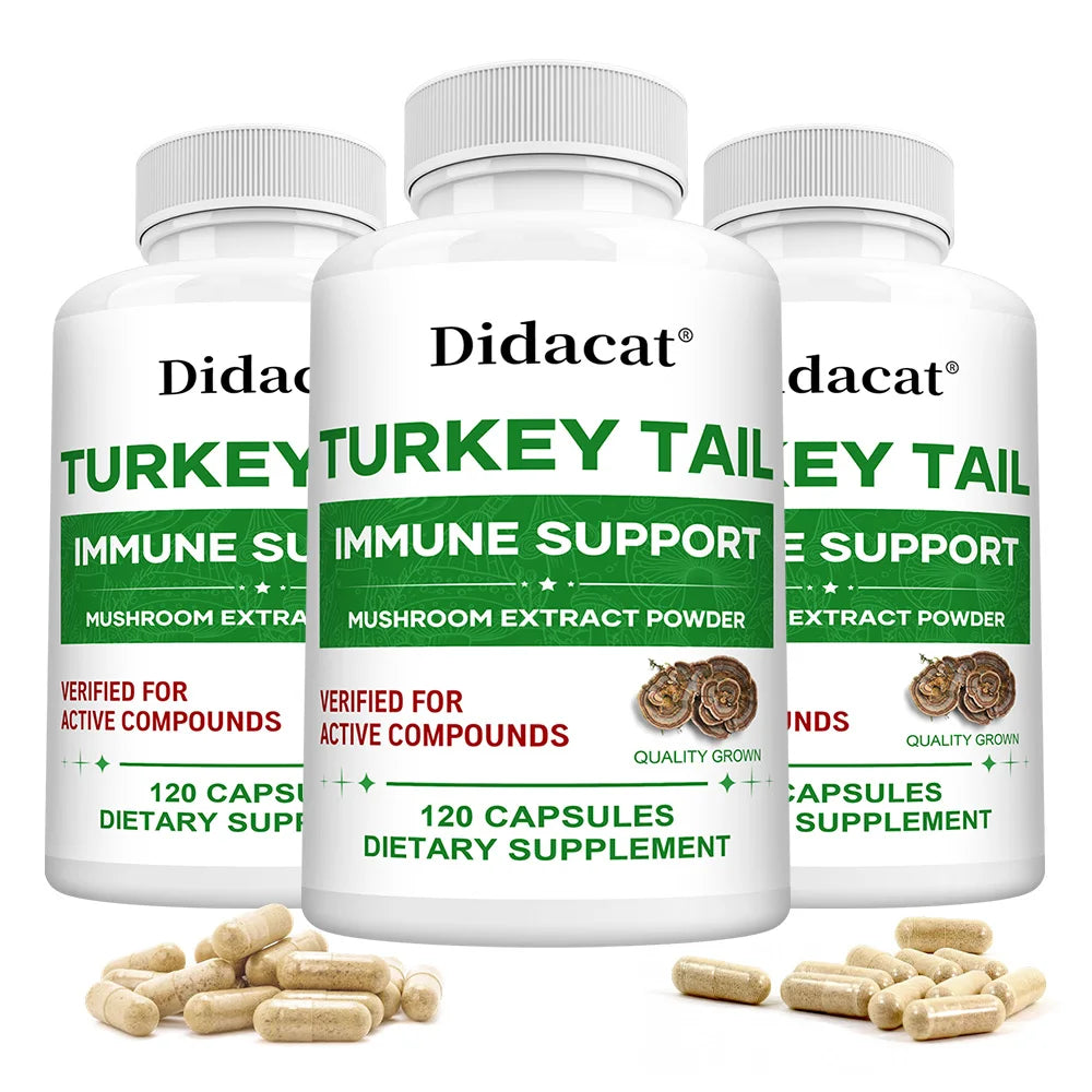 Turkey Tail Mushroom Supplement – Vegan, Non-GMO, 120 Caps Mushroom Supplement Qst 120 count -3 bottle