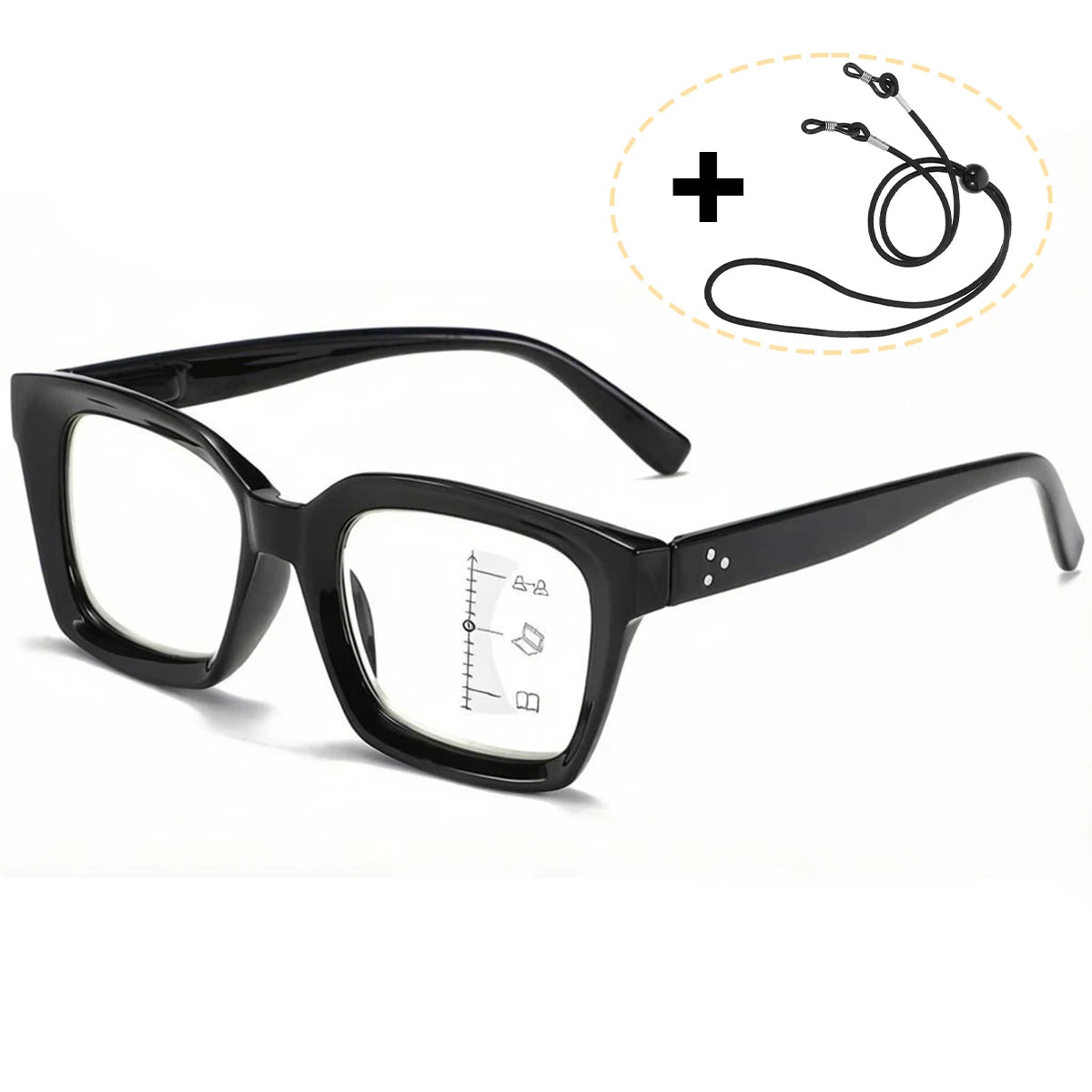 VOPHA Multifocal Progressive Reading Glasses | Blue Light Block Progressive Reading Glasses Qst Strength 1.5 Black